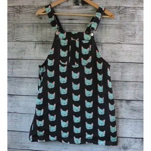 Shein Medium Third Eye Cat Overall Denim Dress Black